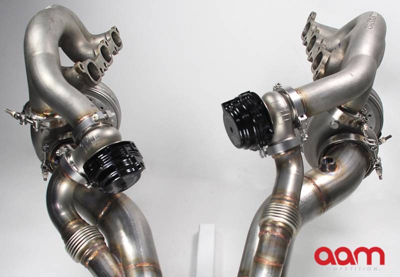 AAM Competition R35 GT-R GT1200-EFR Turbocharger System Upgrade 

*1000-1100+awhp Capable Turbochargers w/ V Band Turbine Housing
*Stainless Cast Manifolds
*Stainless V Band Downpipes (Off Road Use Only)
*Twin Water Cooled, V Band External W/Gs
*Pre-Assembled and Fully Terminated Oil Lines
*Pre-Assembled and Fully Terminated Water Lines & New Distribution Block