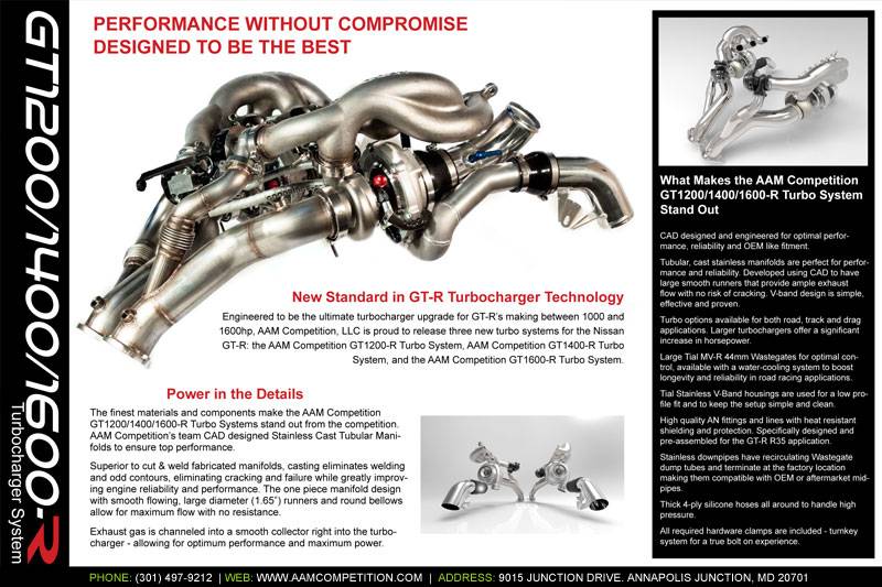 AAM Competition R35 GT-R GT1200-R Turbocharger System - Gen II Garrett GTX 9